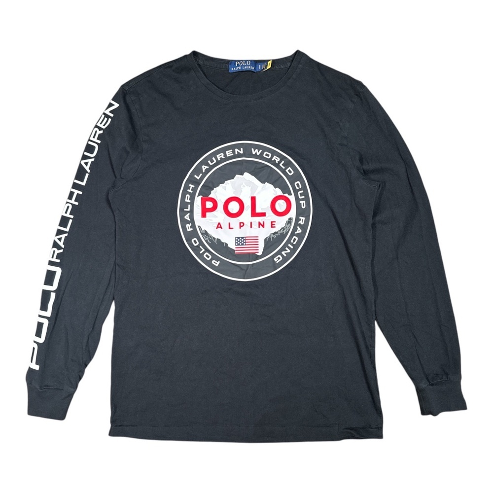 Polo Ralph Lauren Alpine World Cup Racing L/S Black T Shirt Mens Small